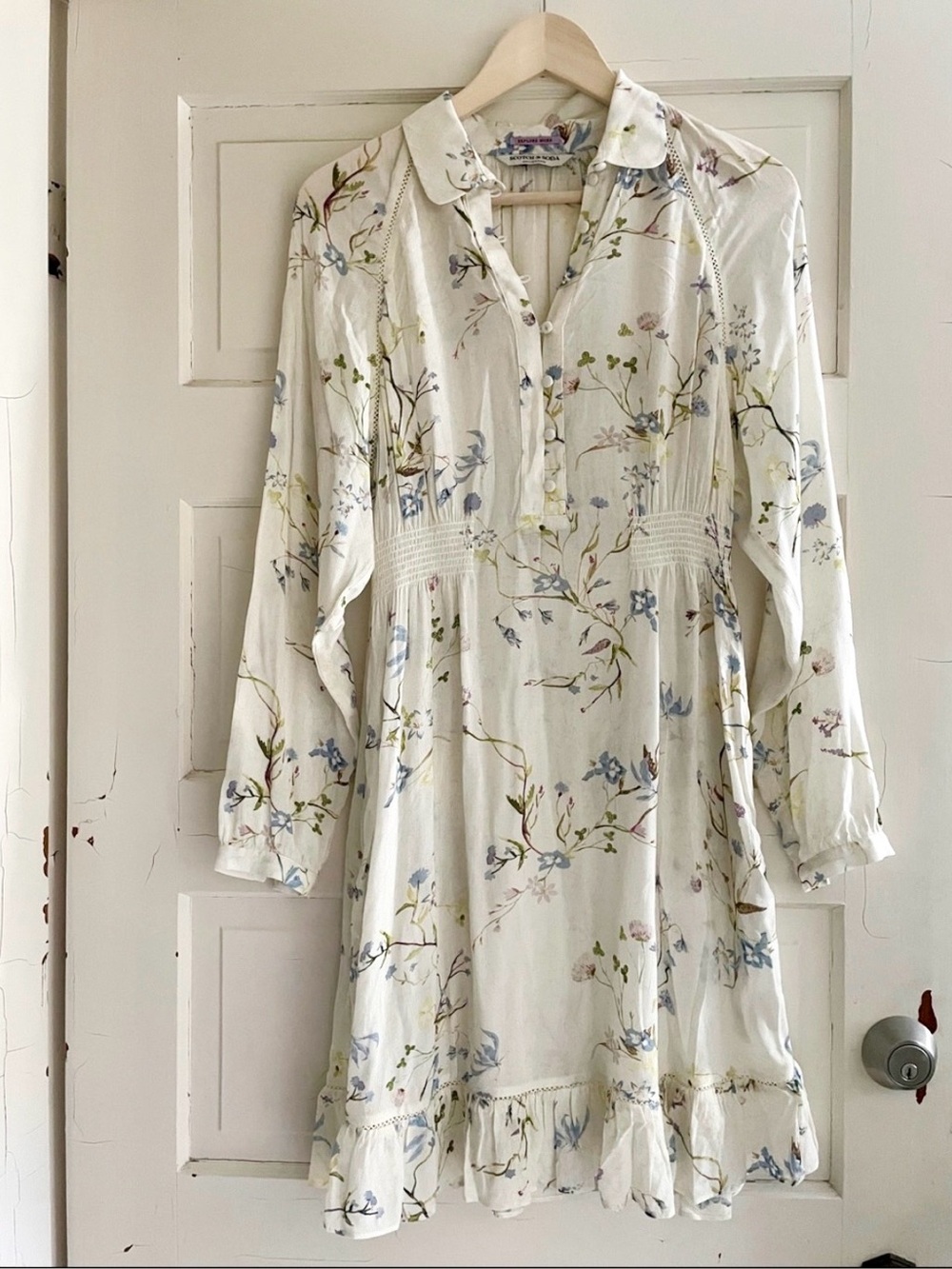 Scotch & Soda Floral Midi Dress - Cream and Pastel